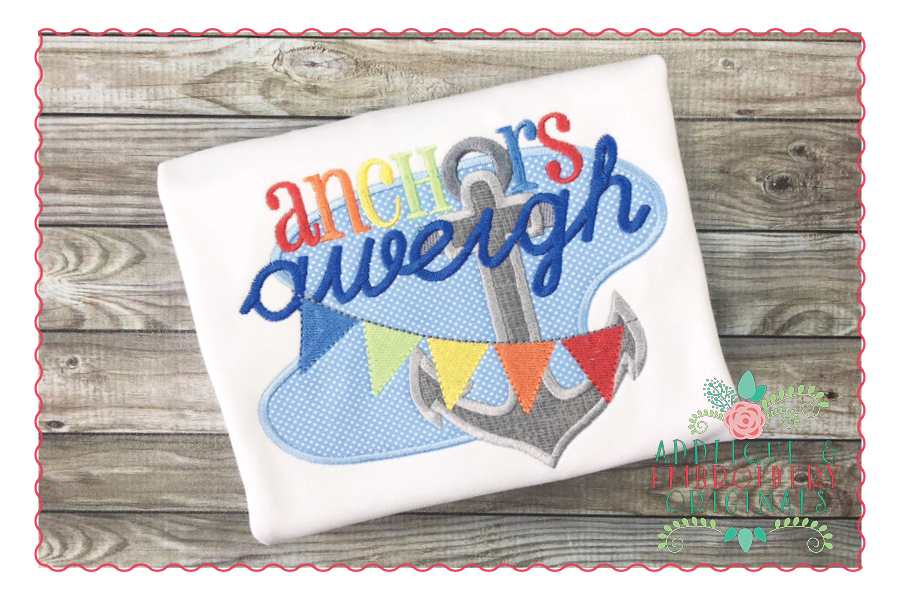 1414 Anchors Aweigh Banner Pennant Applique Design Applique