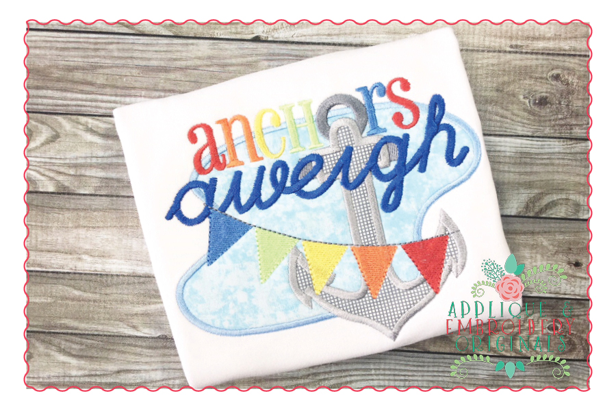 1414 Anchors Aweigh Banner Pennant Applique Design Applique