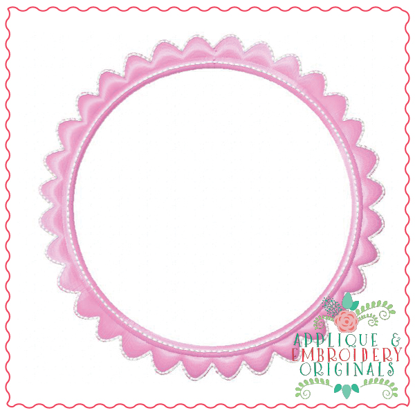 591 Scalloped Circular Frame Mini Embroidery Design Applique