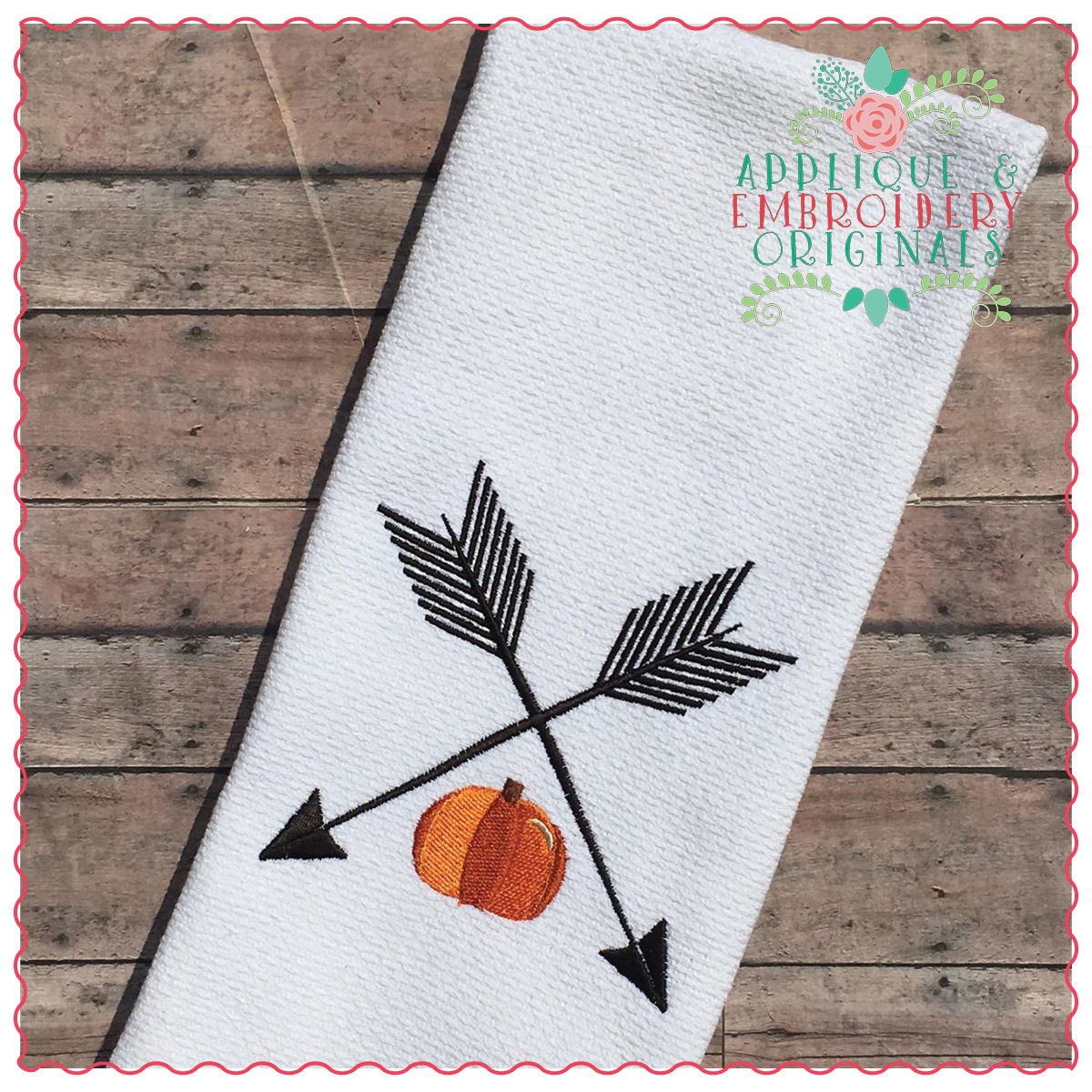 735 Pumpkin Arrows Filled Embroidery Design Applique & Embroidery