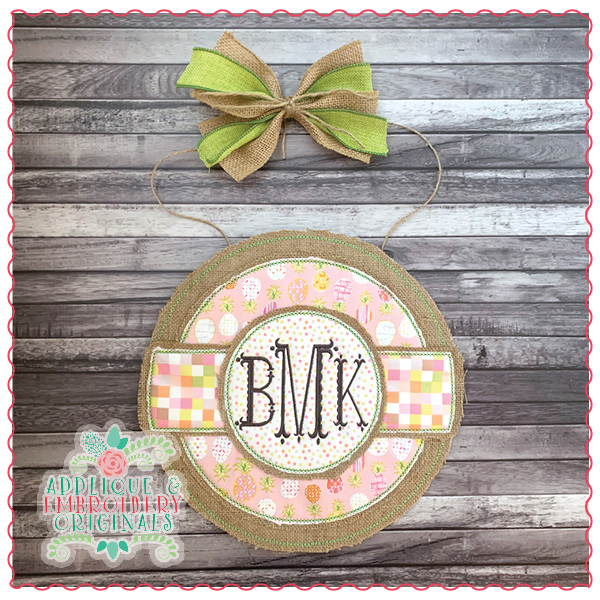1540 Monogram Circle Door Hanger Applique & Embroidery Originals