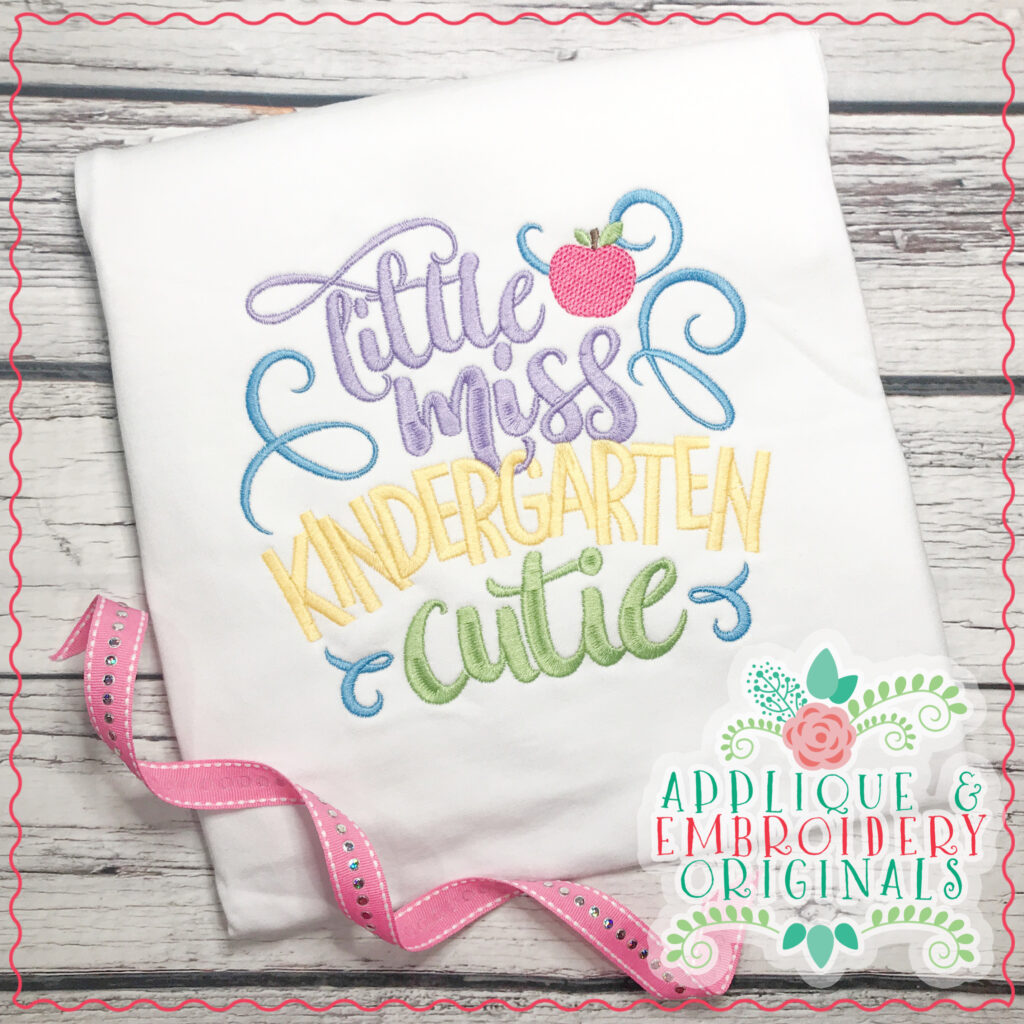 1869 little miss kindergarten cutie embroidery design  applique
