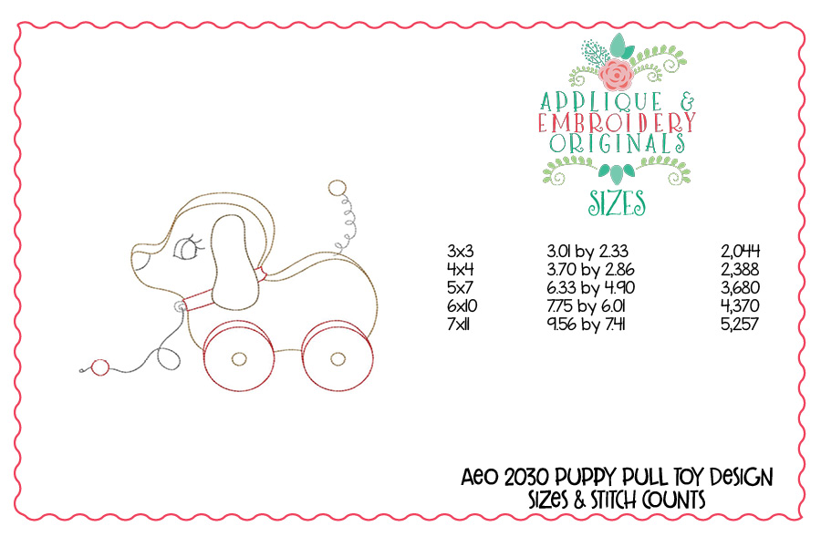 2030 Puppy Pull Toy Embroidery Design Applique & Embroidery Originals