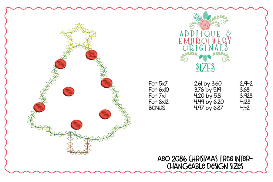 2086 Christmas Tree Interchangeable Tab Design Applique & Embroidery
