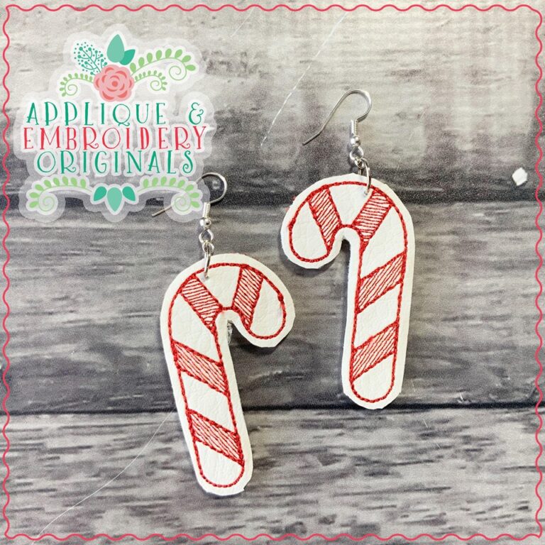 2104 Candy Cane Earrings InTheHoop Design Applique & Embroidery