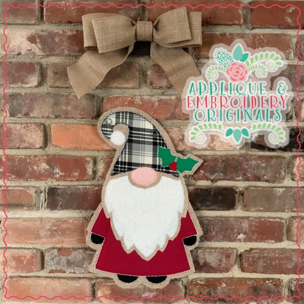 2257 Christmas Gnome Door Hanger InTheHoop Design Applique