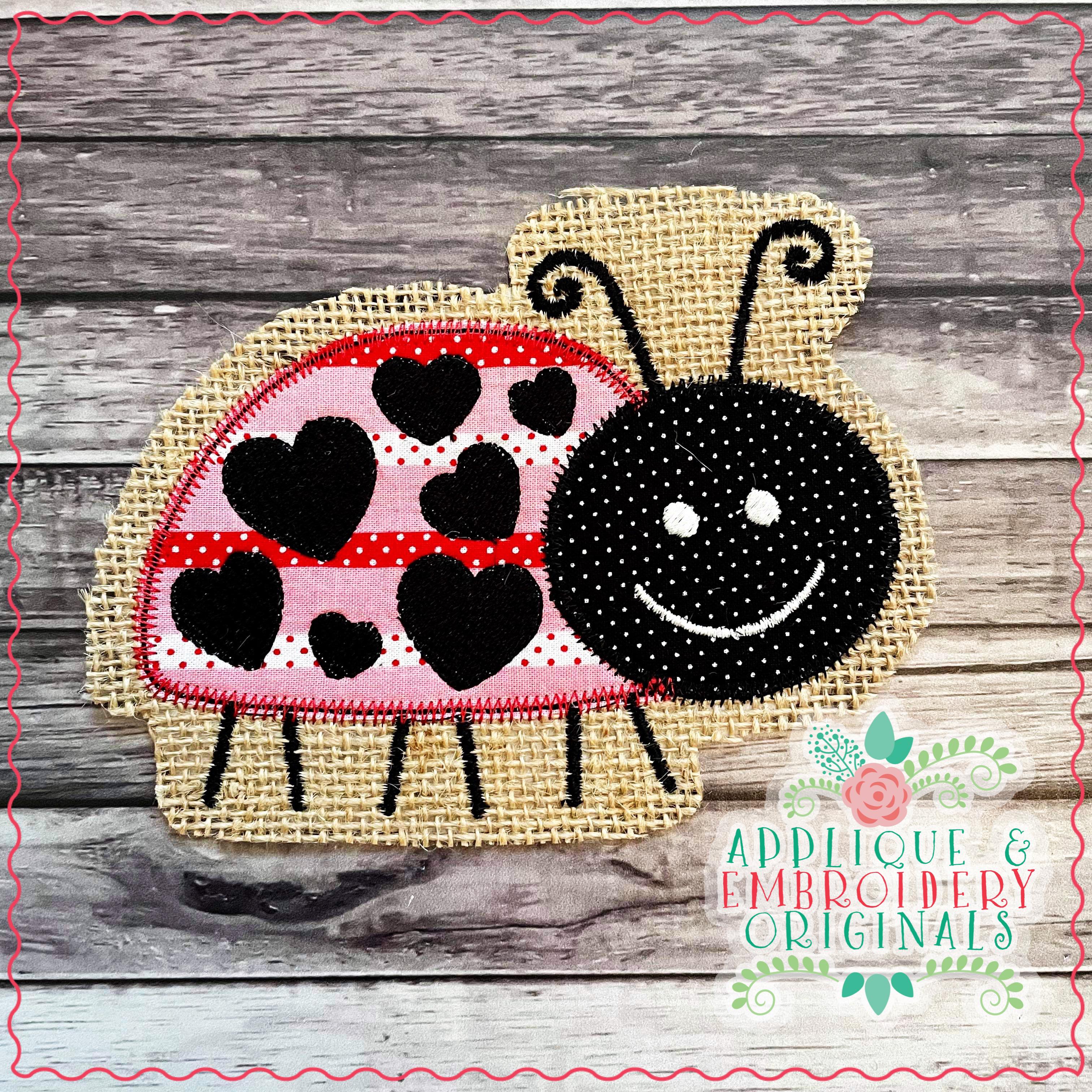 2902 ladybug with hearts welcome interchangeable tab design applique 2902 ladybug with hearts welcome interchangeable tab design applique