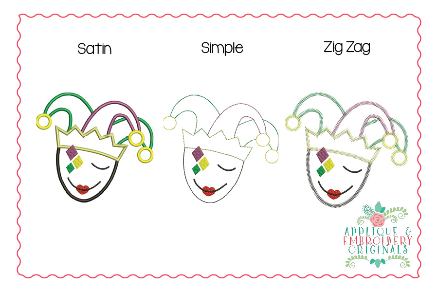 2940 Mardi Gras Jester Mask Applique Design - Applique & Embroidery