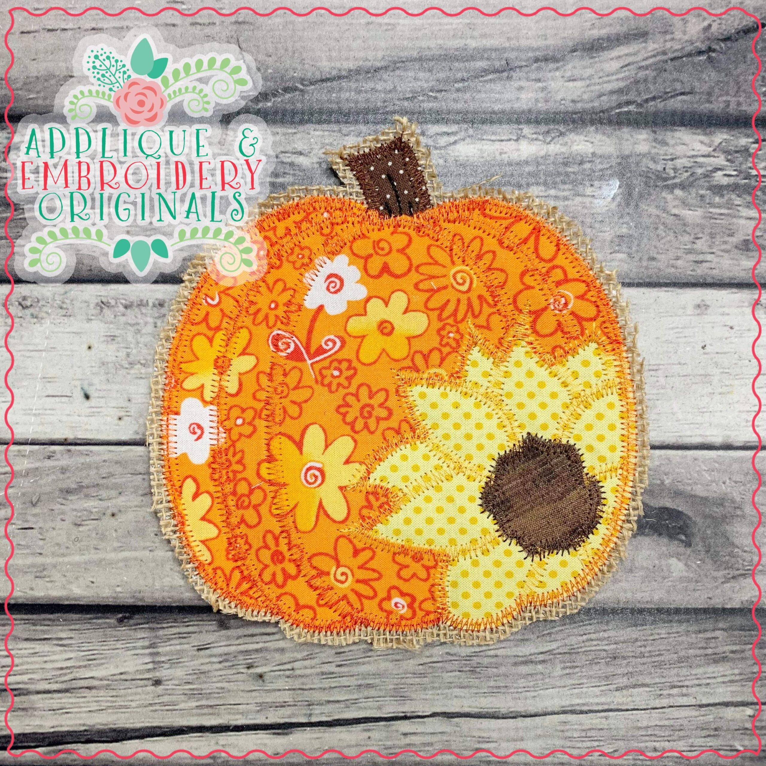 3094 pumpkin with flower interchangeable tab design  applique 3094 pumpkin with flower interchangeable tab design  applique