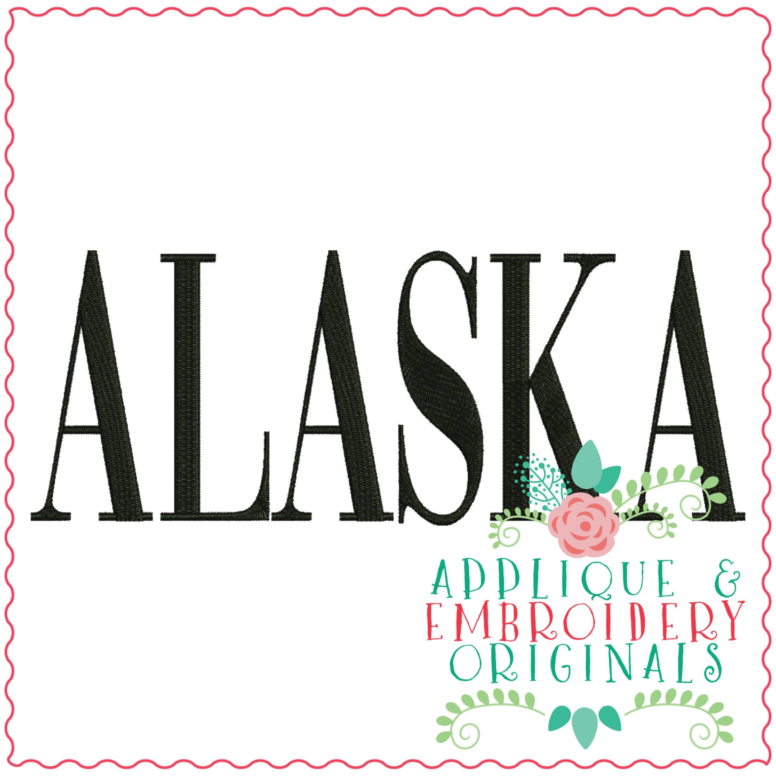 3302 Alaska Embroidery Design Applique & Embroidery Originals