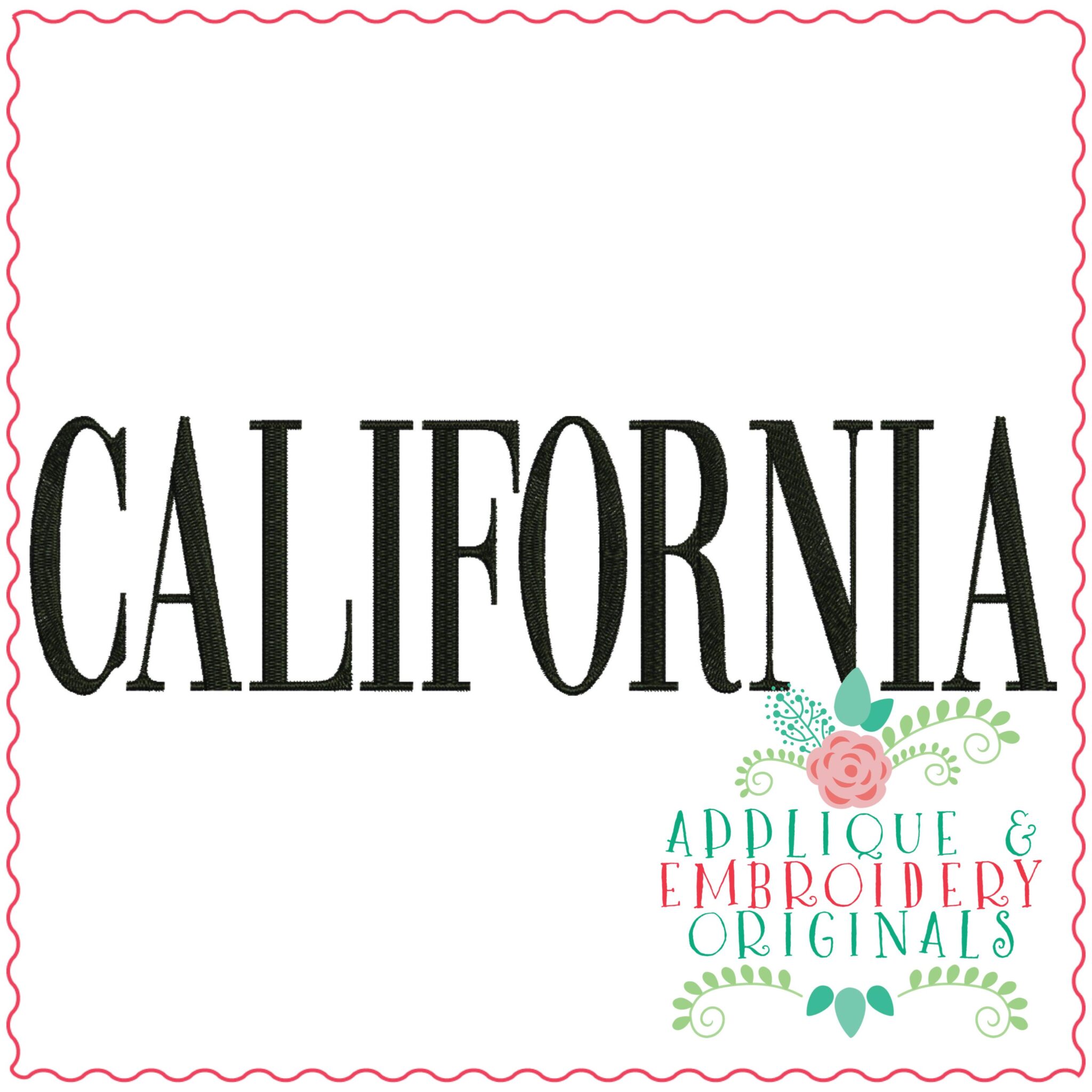 3304 California Embroidery Design Applique & Embroidery Originals