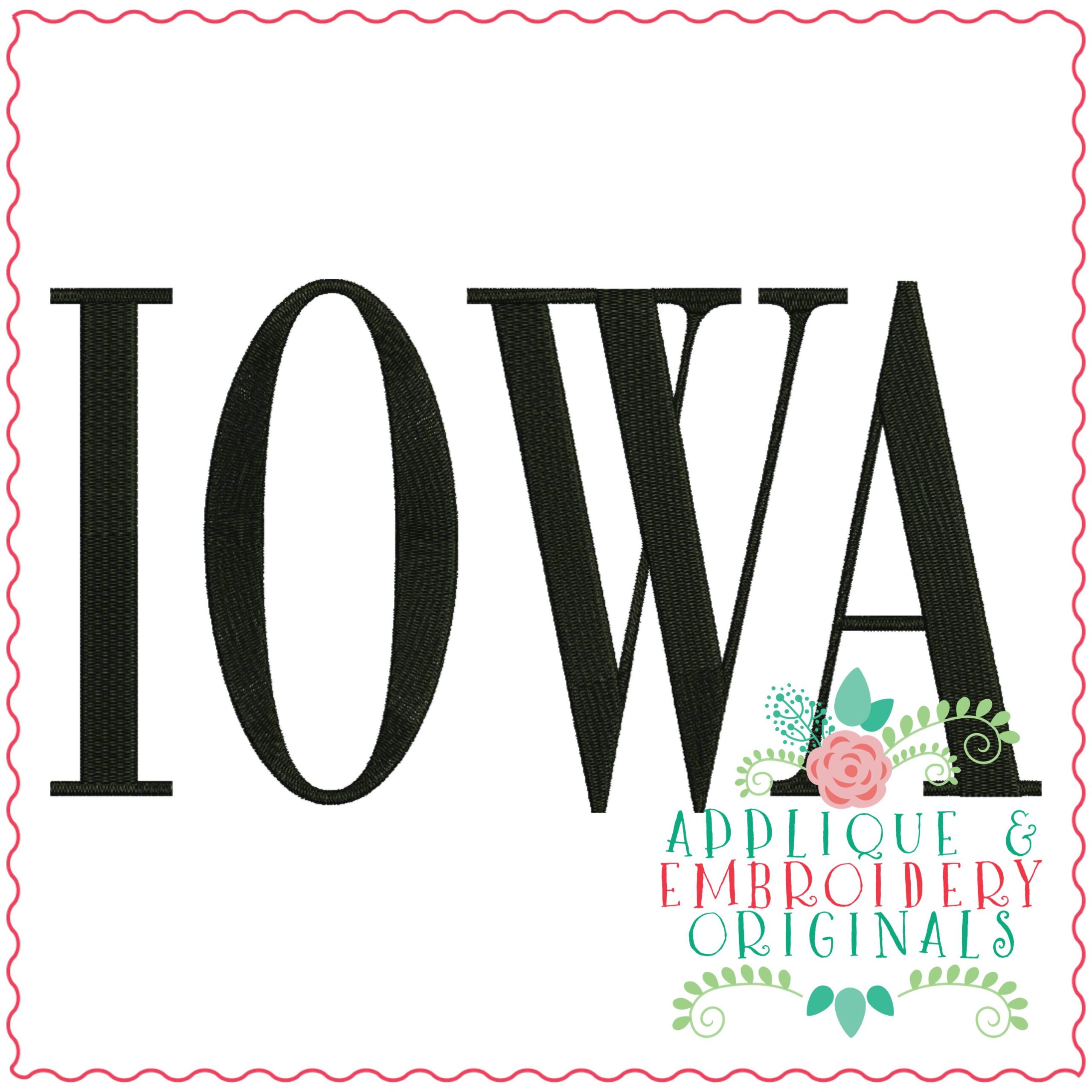 3314 Iowa Embroidery Design Applique & Embroidery Originals