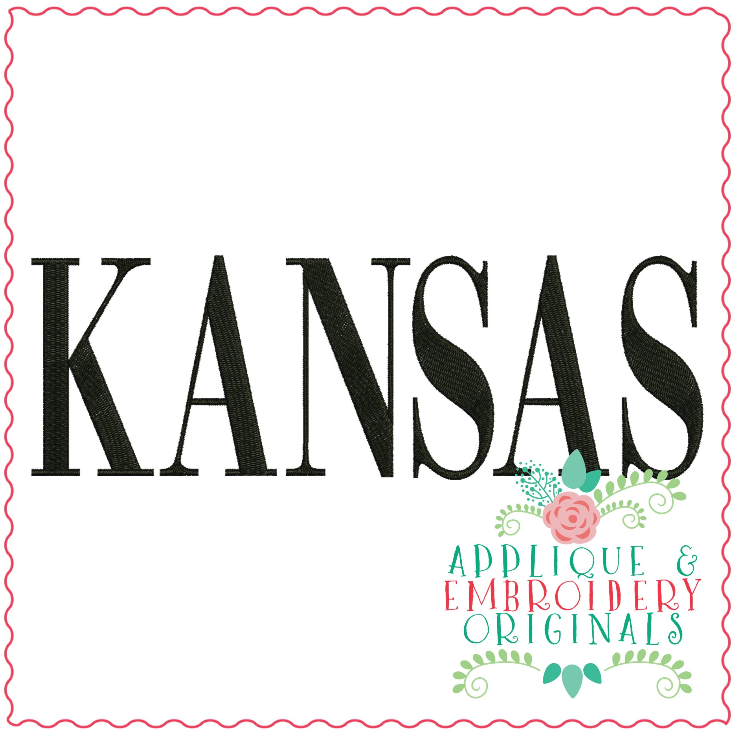 3315 Kansas Embroidery Design Applique & Embroidery Originals
