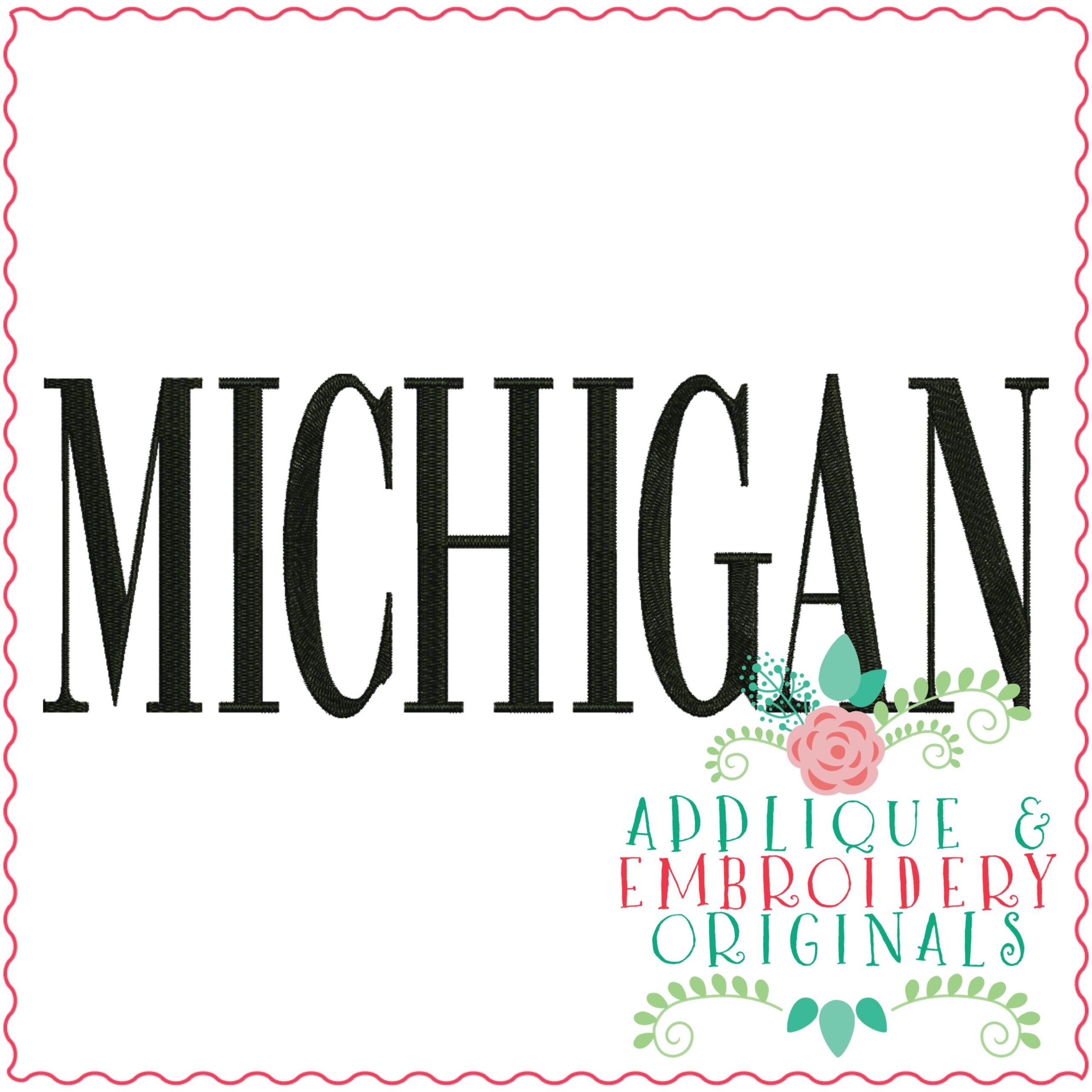 3321 Michigan Embroidery Design Applique & Embroidery Originals