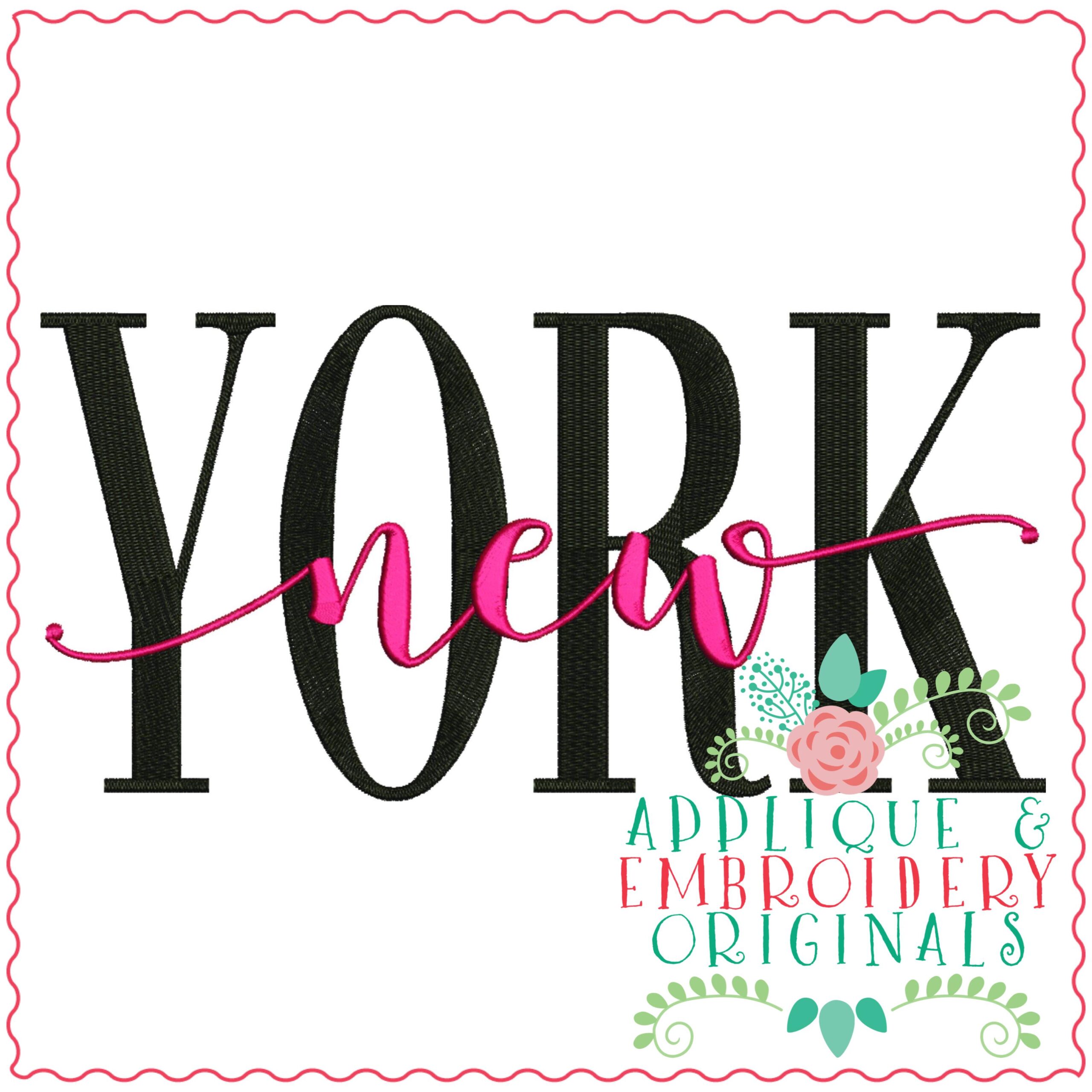 3331 New York Embroidery Design Applique & Embroidery Originals