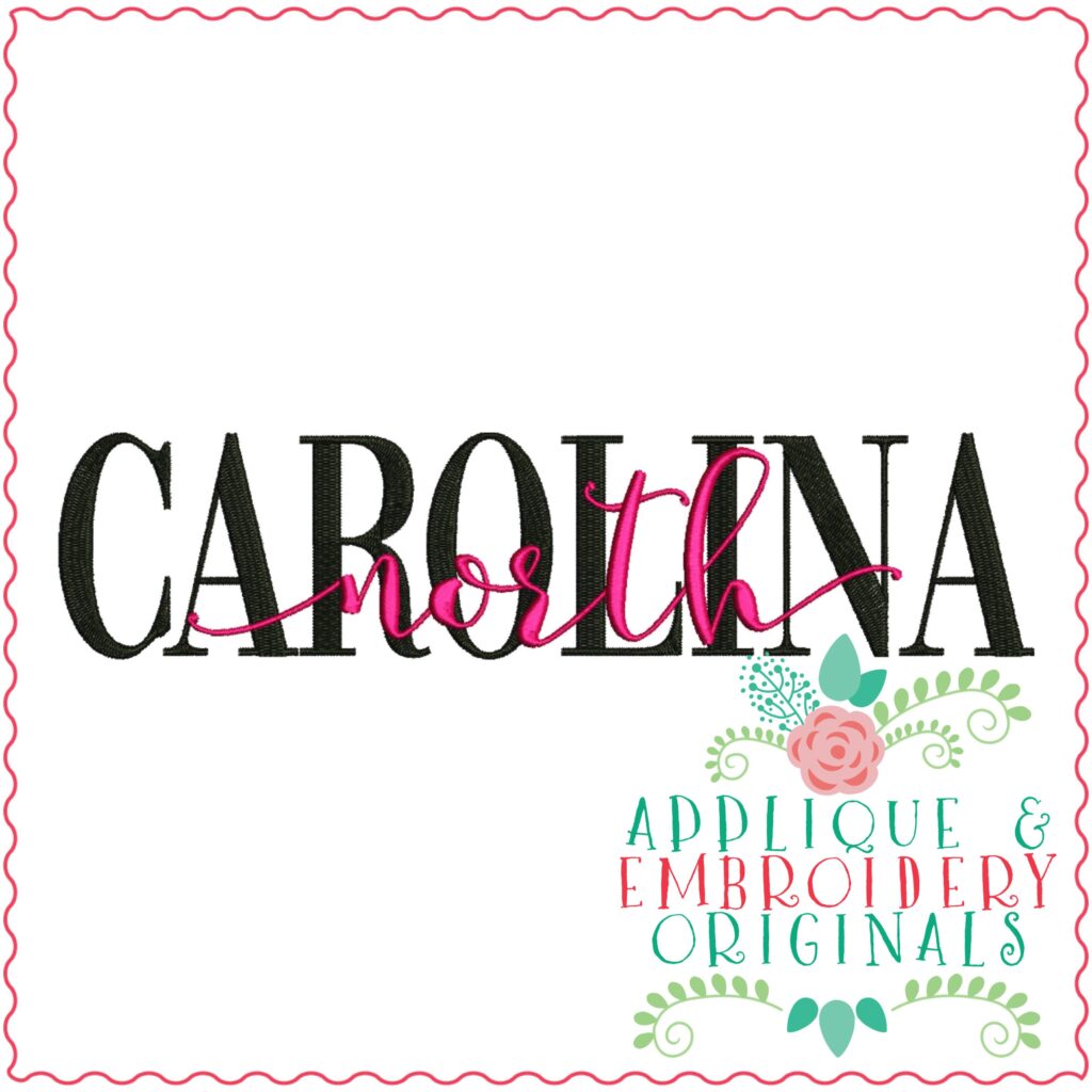 3332 North Carolina Embroidery Design Applique & Embroidery Originals