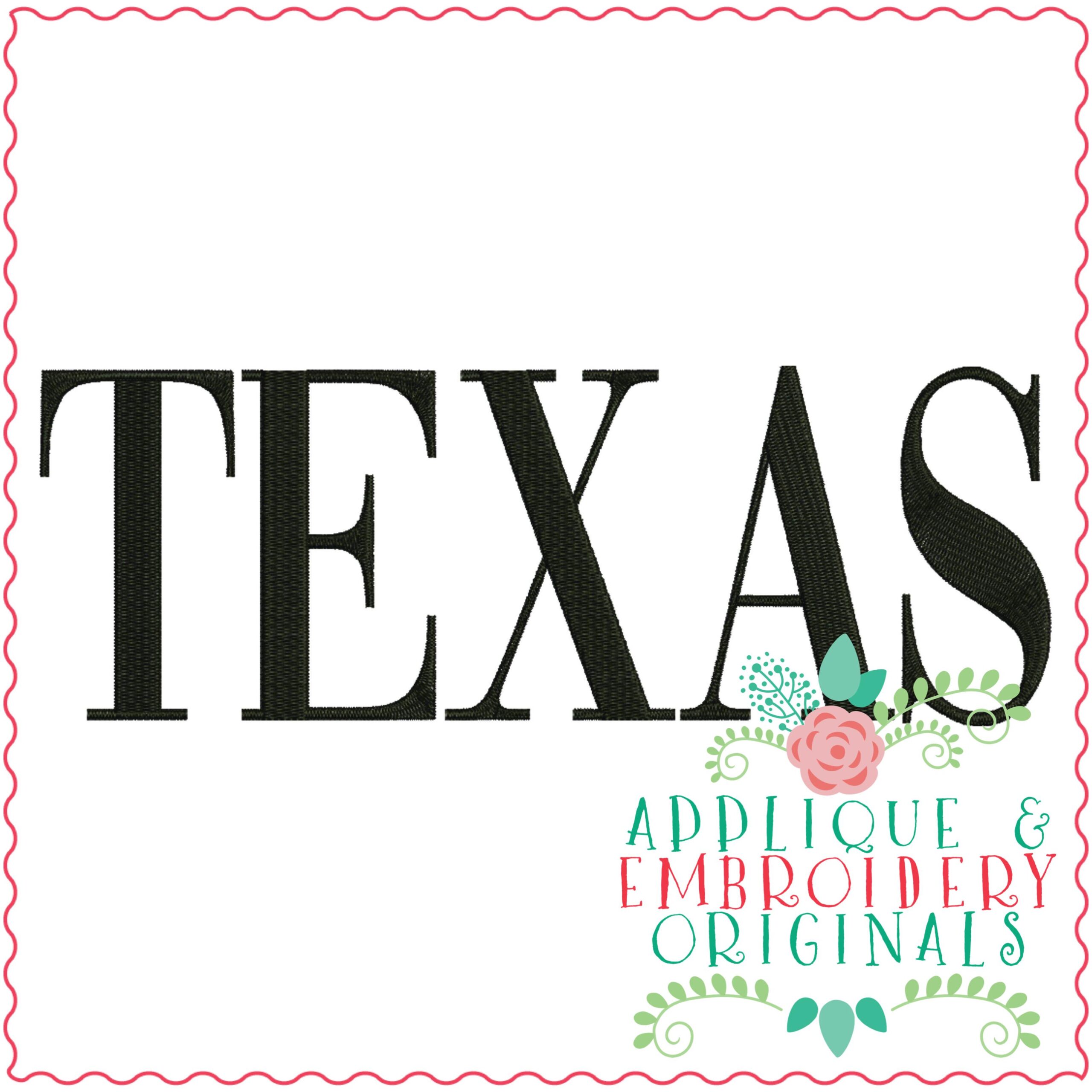 3344 Texas Embroidery Design Applique & Embroidery Originals