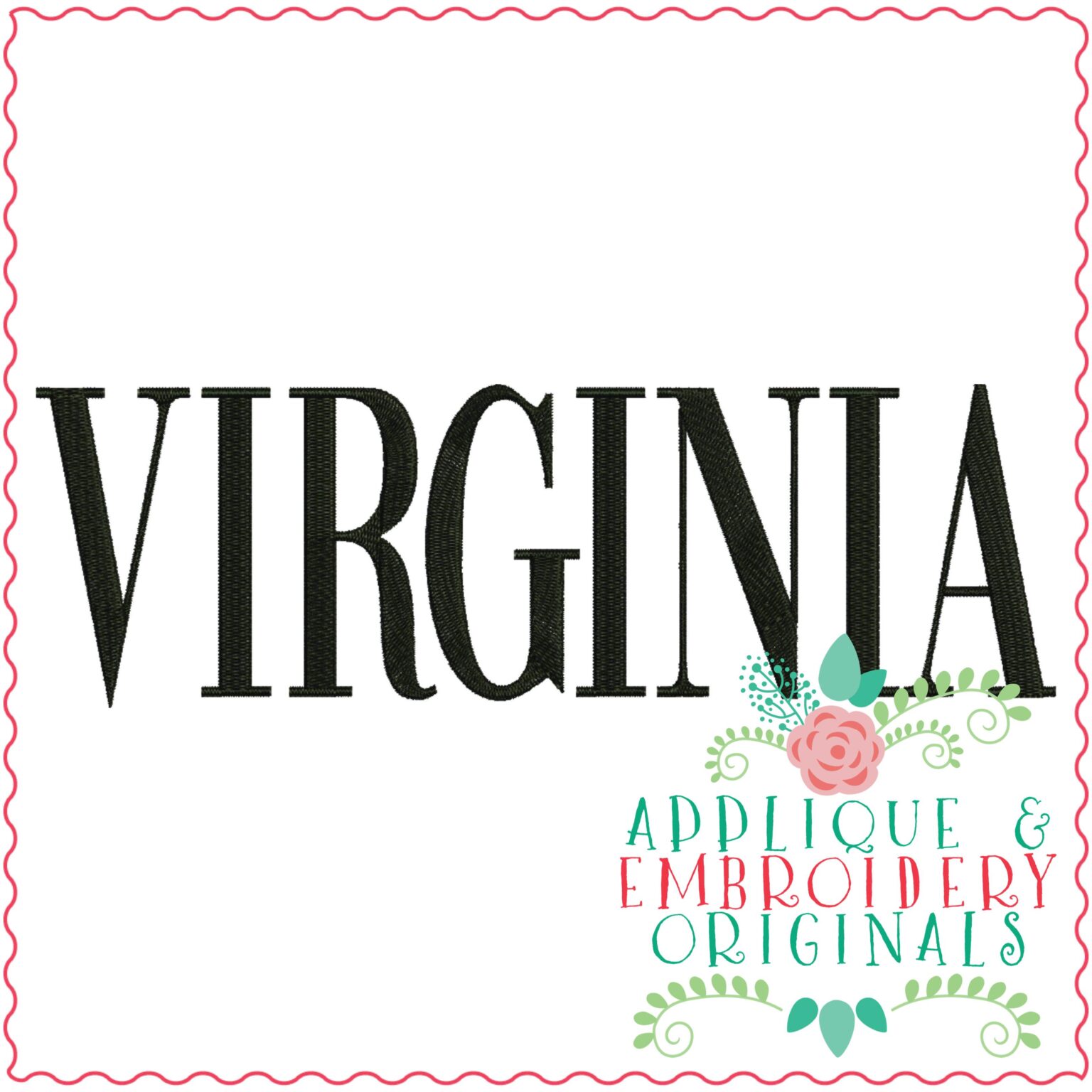 3347 Virginia Embroidery Design Applique & Embroidery Originals