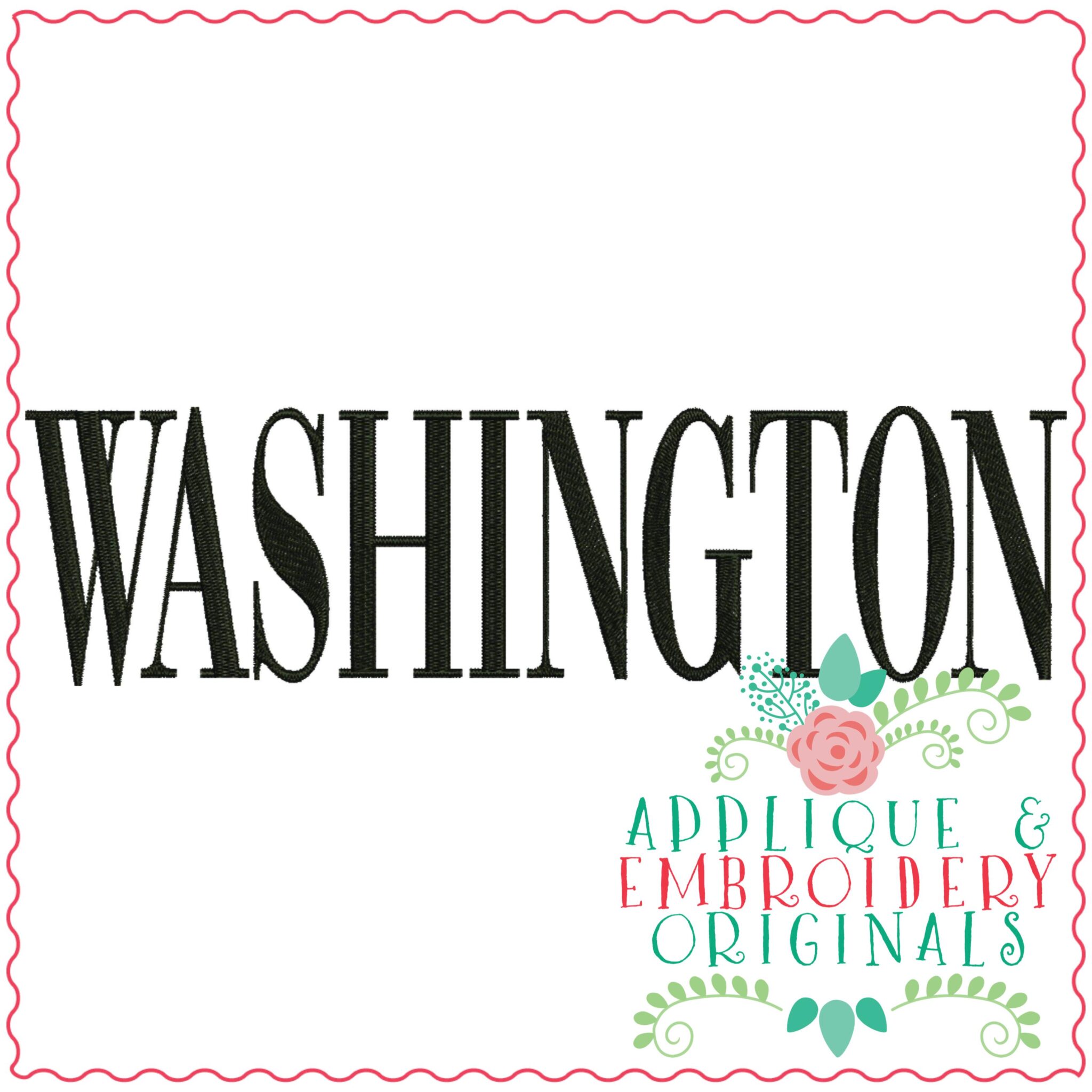 3348 Washington Embroidery Design Applique & Embroidery Originals