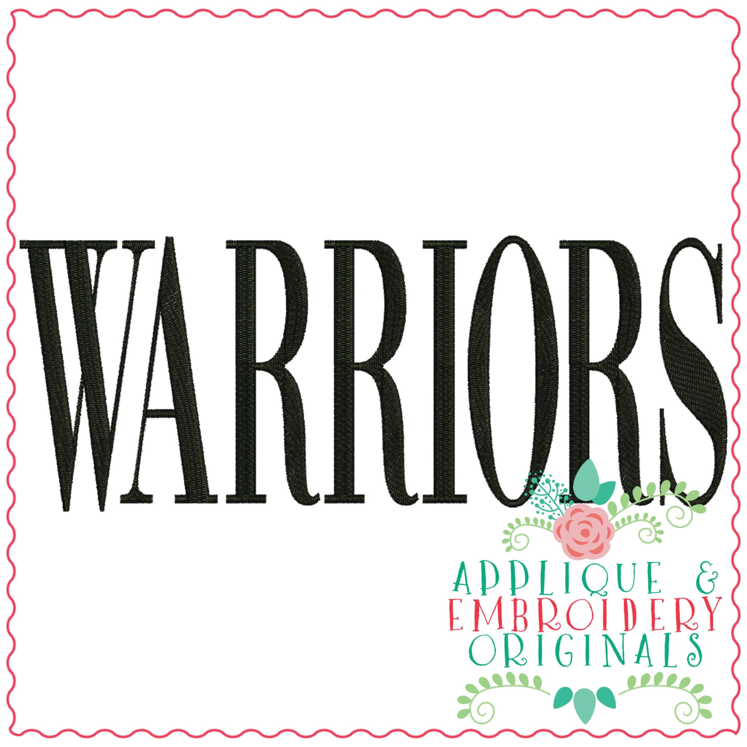 3402 Warriors Embroidery Design Applique & Embroidery Originals