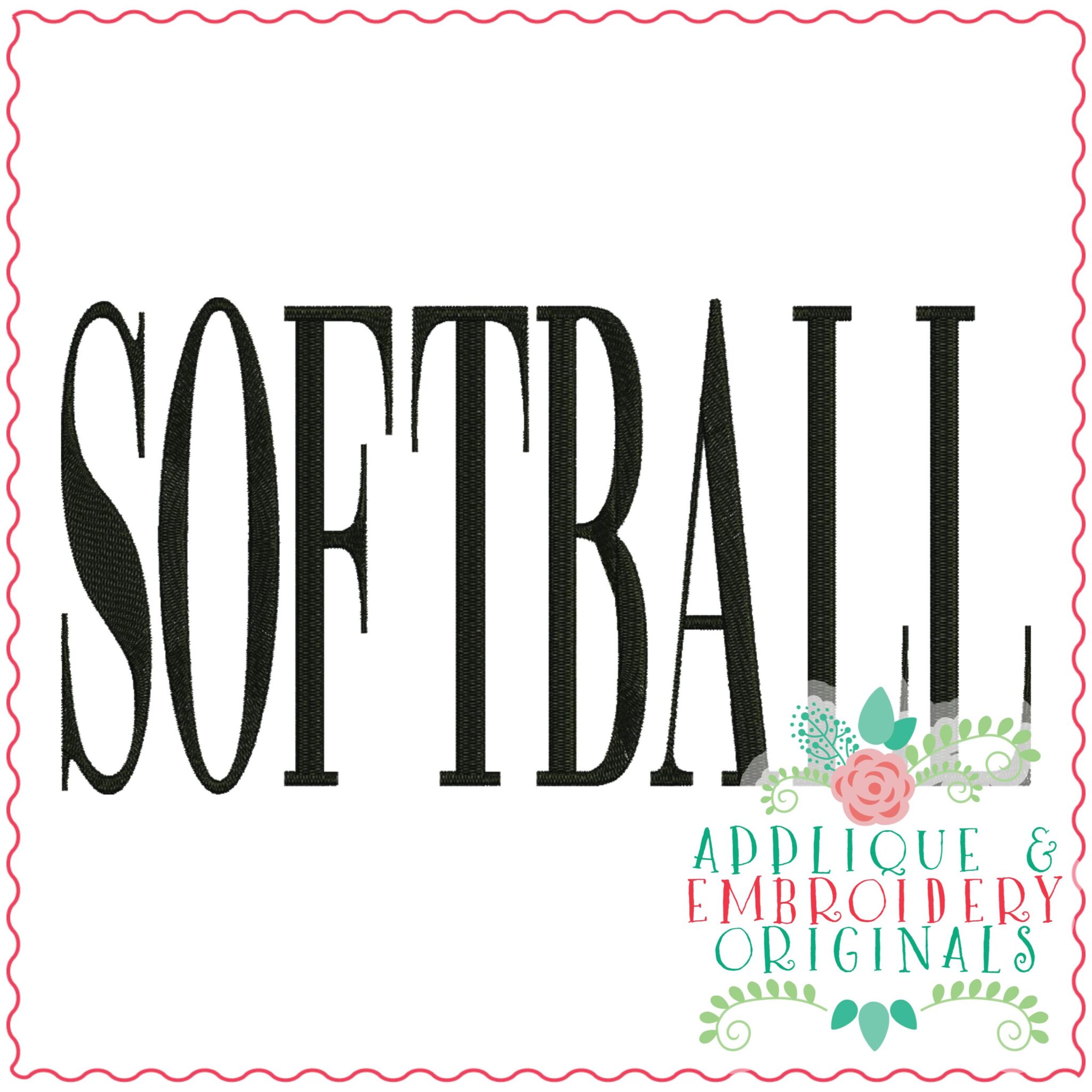 3513 SOFTBALL Embroidery Design Applique & Embroidery Originals