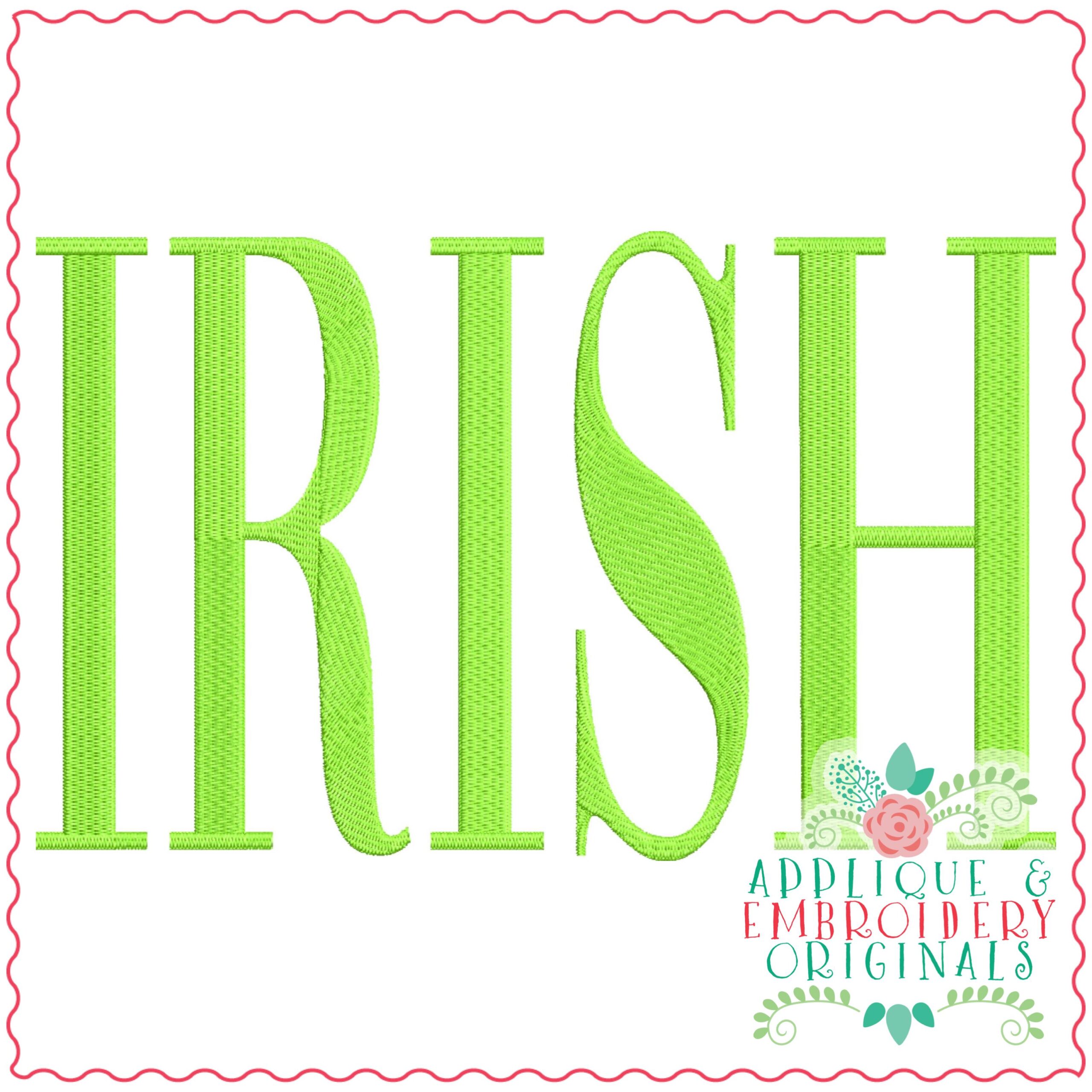 3727 IRISH Embroidery Design Applique & Embroidery Originals
