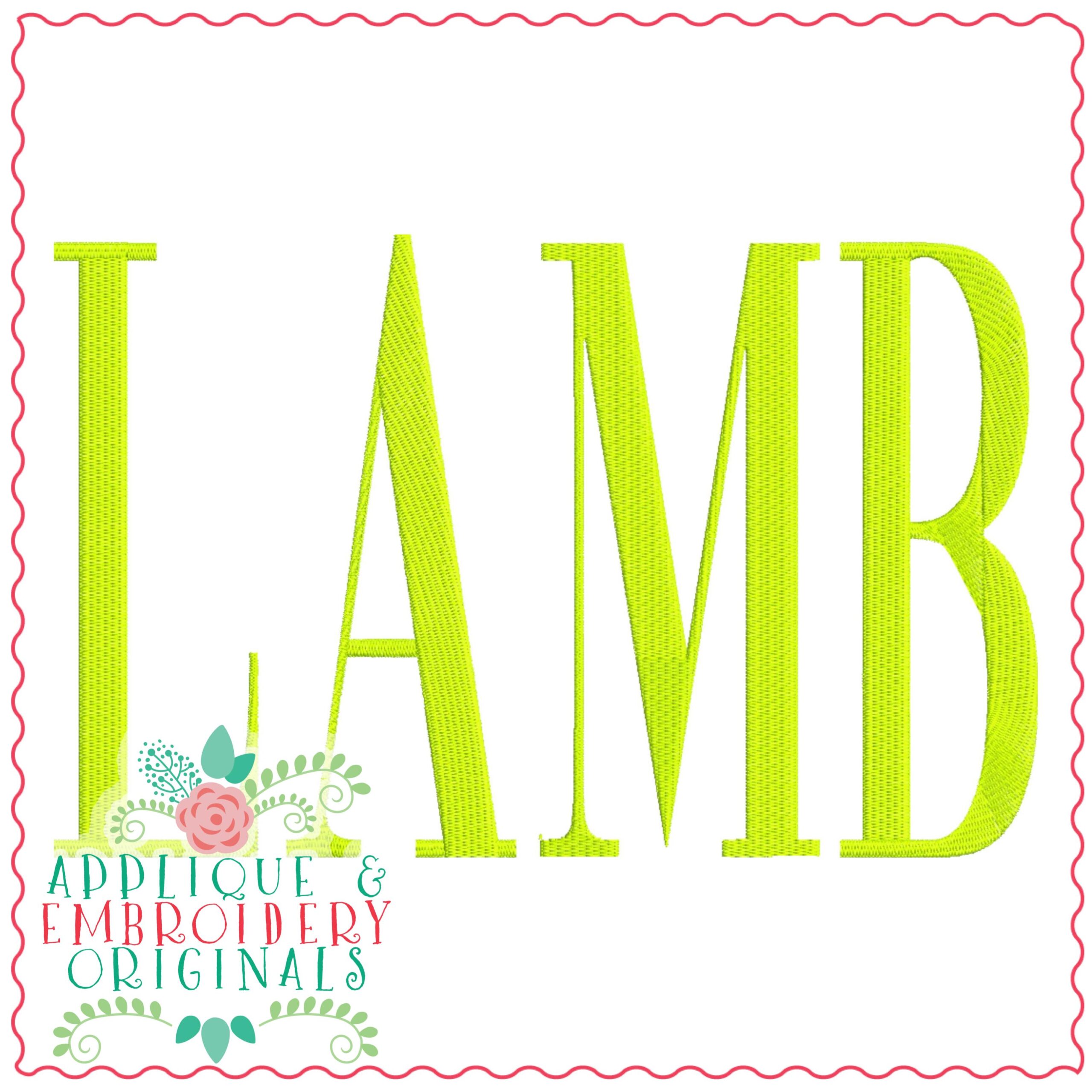 3742 LAMB Word Art Embroidery Design Applique & Embroidery Originals